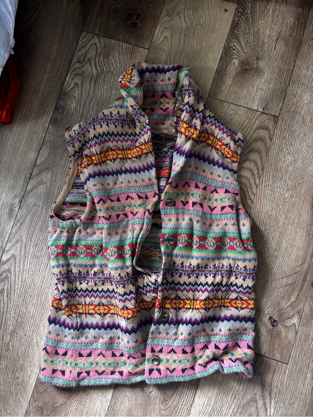 Chaps Multicolor Fair Isle Knit Vest - Pink, Purple, Green, Yellow